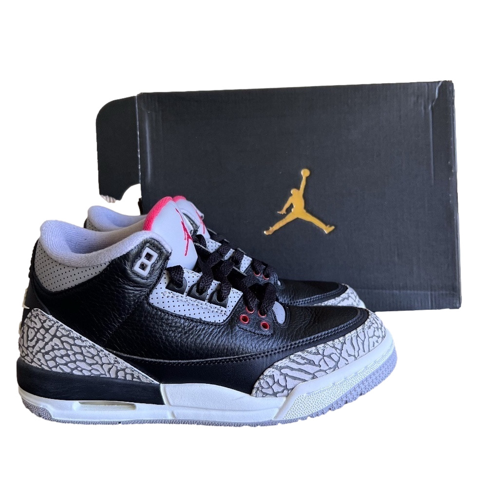 Nike Air Jordan 3 Retro OG BG Black Cement Sneaker Size 6Y or Women's 8 #B1232A